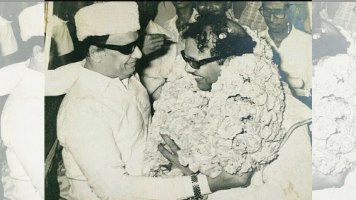 <div class="paragraphs"><p>MGR and Karunanidhi, friends and colleagues in the film world, later turned political rivals.</p></div>