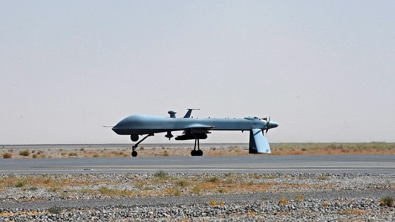 A US Predator unmanned drone armed with a missile stands on the tarmac of Kandahar military airport. Image used for representational purpose.