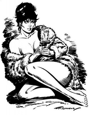 Modesty Blaise, as she appeared in her long-running popular comic strip