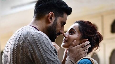 New poster of Manmarziyaan featuring Abhishek Bachchan and Taapsee Pannu.