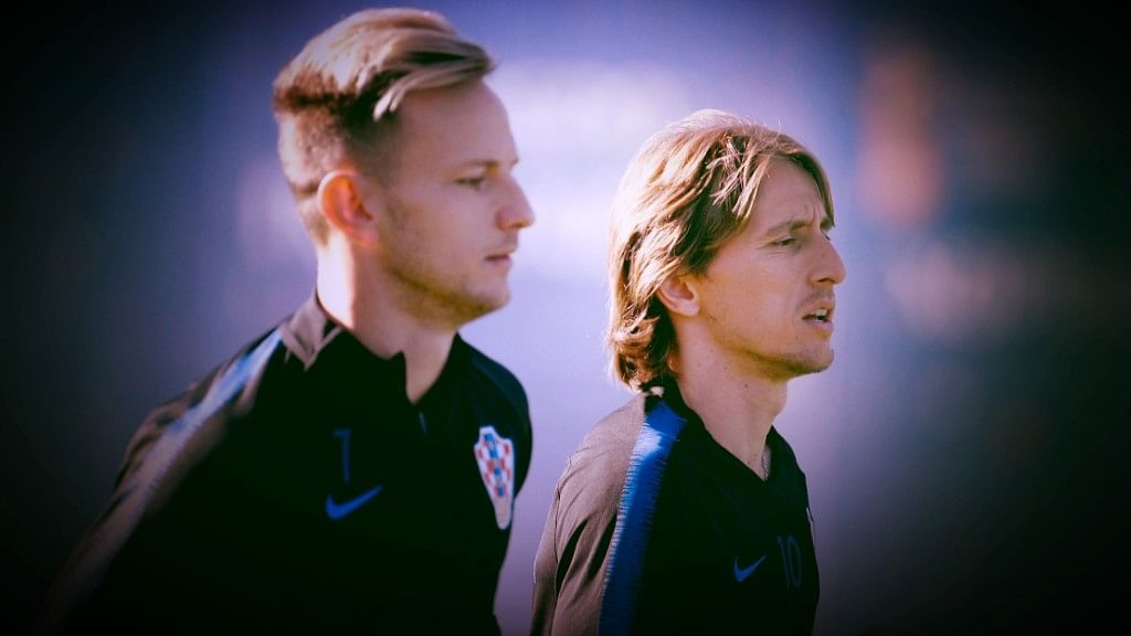 Croatia’s Ivan Rakitic (left) and Luka Modric
