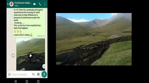 Two unrelated videos showing different geological phenomena that took place in different countries at different times are being shared with a message that Mongolia experienced the ‘earth’s crust moving’.