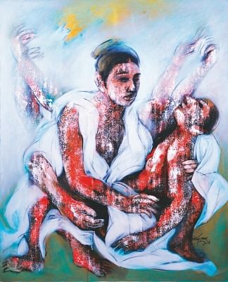 Artwork on the female form by contemporary artist Mrinmoy Barua.