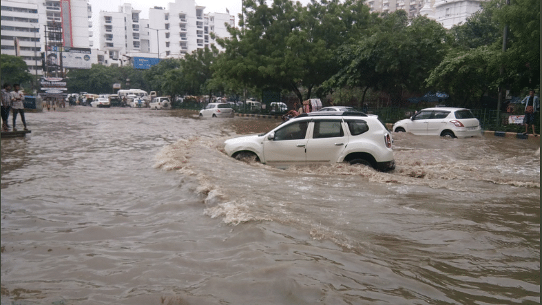 Waterlogged roads in Ghaziabad.