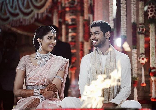 Shriya Bhupal and Anindith Reddy during their <i>phera</i> ceremony.&nbsp;