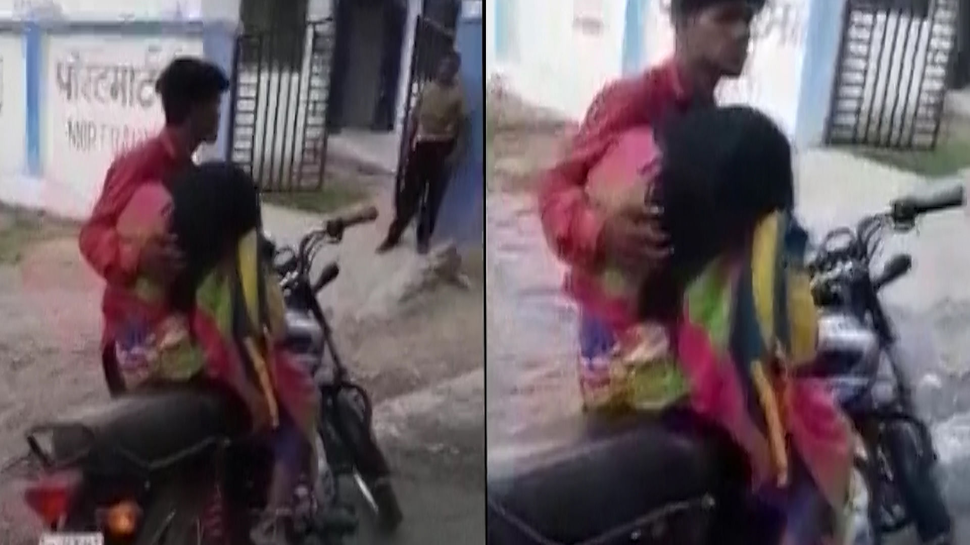 Son carries his deceased mother’s body on a bike in MP’s Tikamgarh.