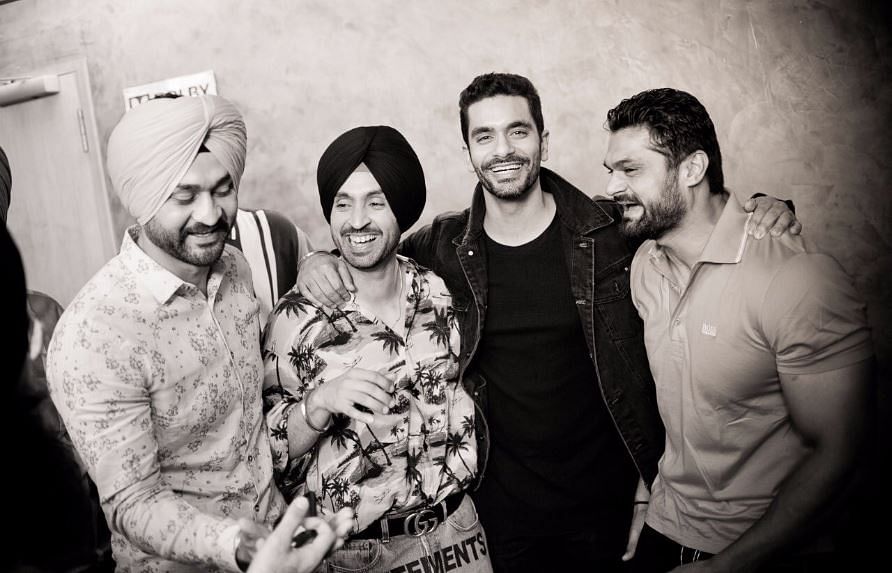 Diljit Dosanjh and Angad Bedi reunited with the Singhs at the ‘Soorma’ premiere.