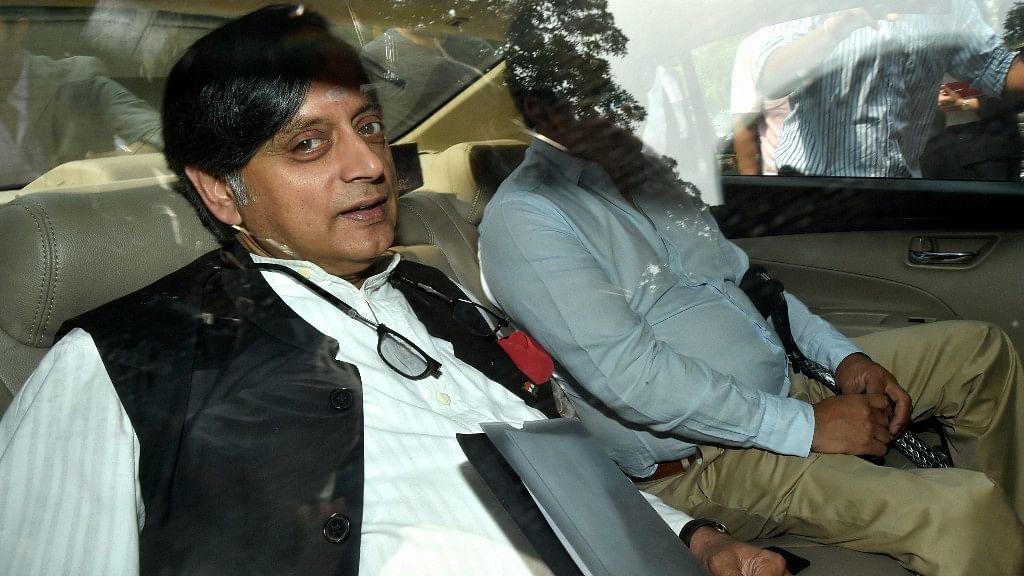 Congress MP Shashi Tharoor arrives at Patiala House Court, in connection with his wife Sunanda Pushkar’s death case in New Delhi on Saturday, 7 July.