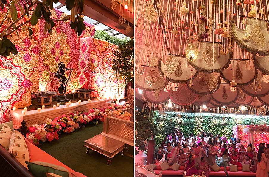 The decor setup at the Ambani residence.&nbsp;