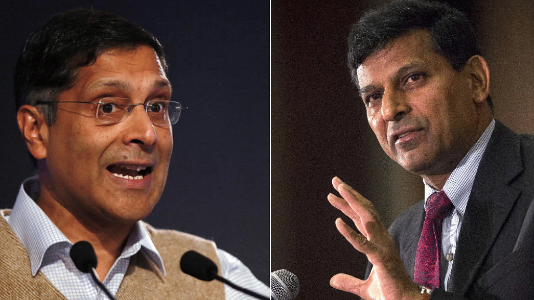 Outgoing Chief Economic Adviser Arvind Subramanian (left) and former RBI Governor Raghuram Rajan (right).