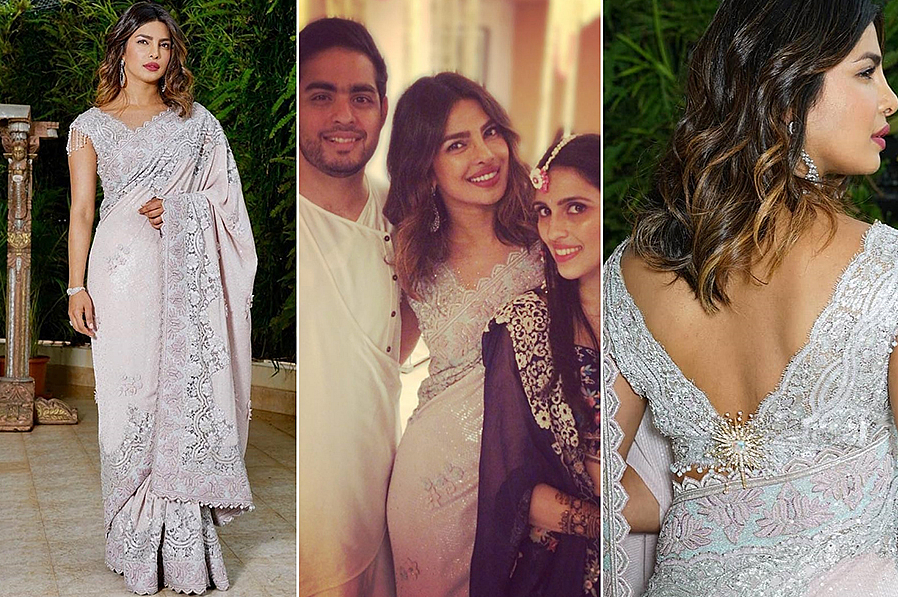 Priyanka Chopra nailed her look as she dropped by for Akash and Shloka’s mehendi. &nbsp;