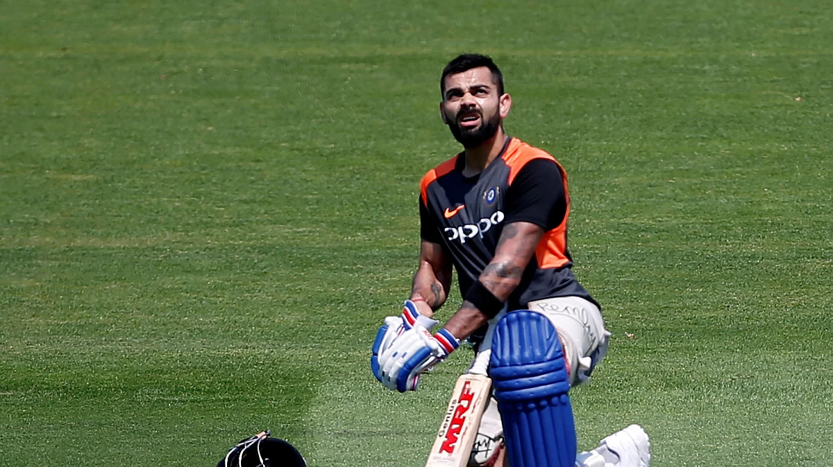 File picture of Virat Kohli during a training session.