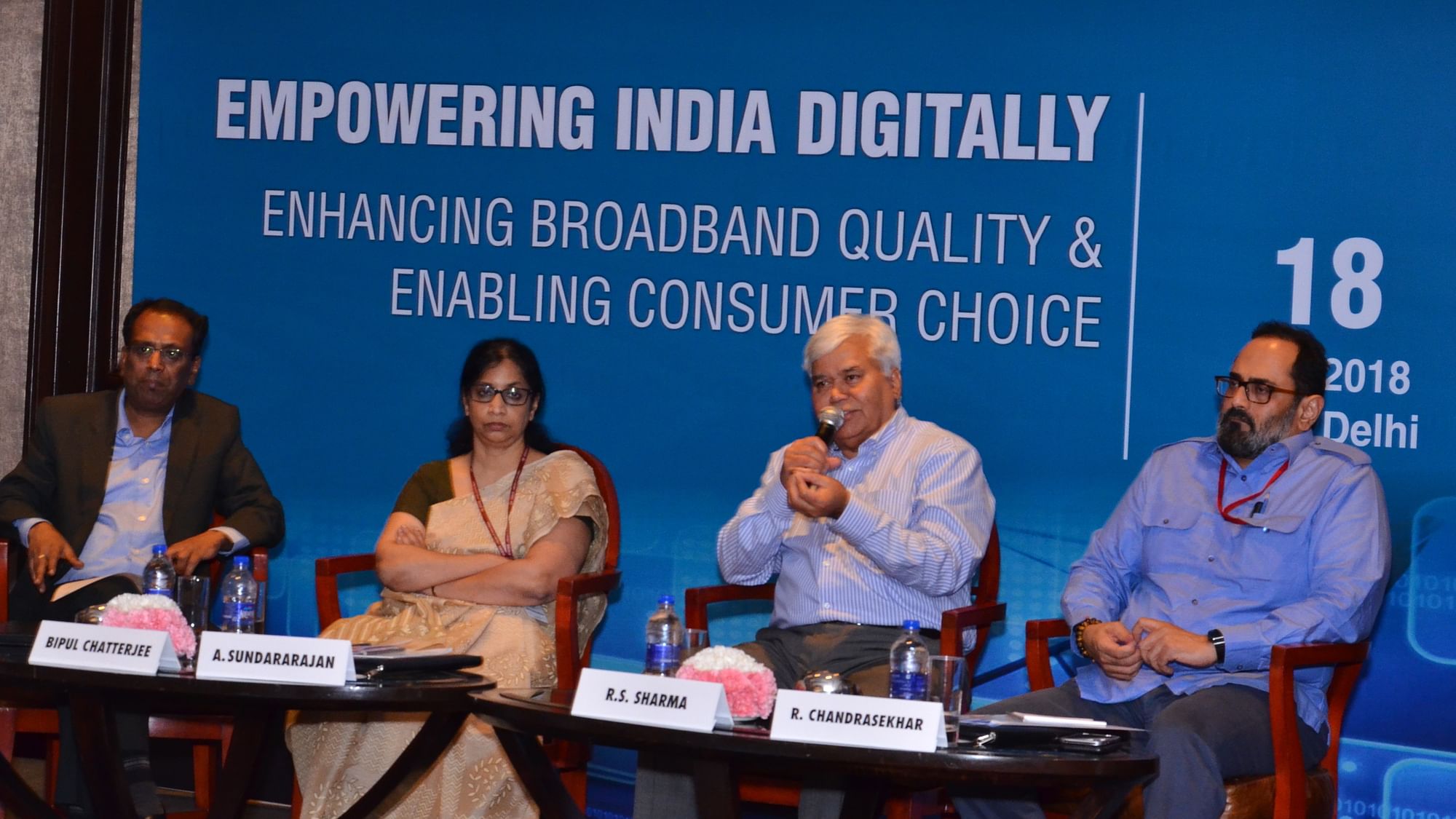 File photo of TRAI Chairman RS Sharma (third from left).