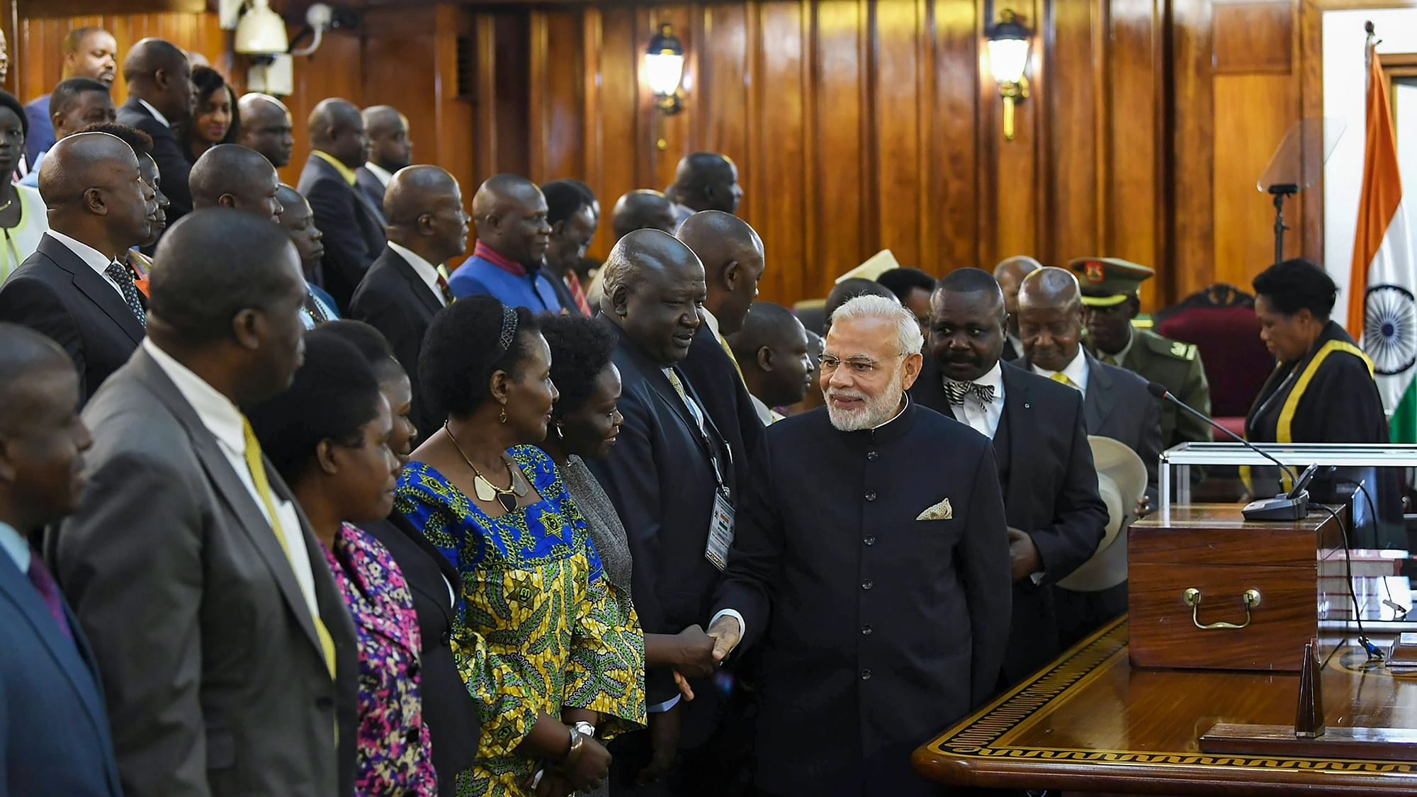 PM Modi in Ugandan Parliament.