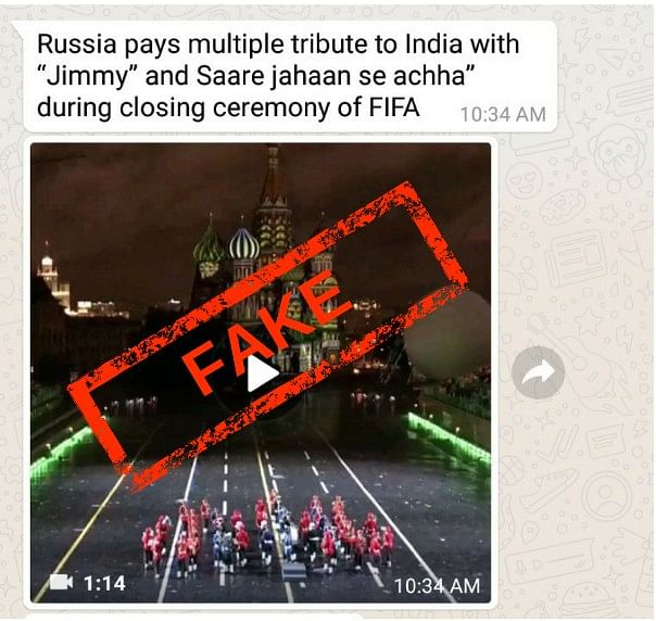 The misleading video shared on social media is from a military music festival held in Moscow annually.  