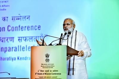 New Delhi: Prime Minister Narendra Modi addresses at the 9th Heads of Mission Conference on