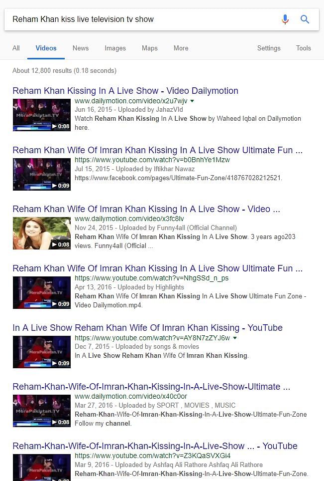 A year-old article claims that Reham Khan was severely criticised for her act, but it is not her in the video. 