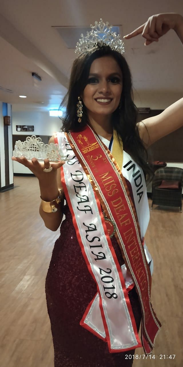 Deshna Jain has also claimed the title of Miss Deaf International 2018  as the third runner up.