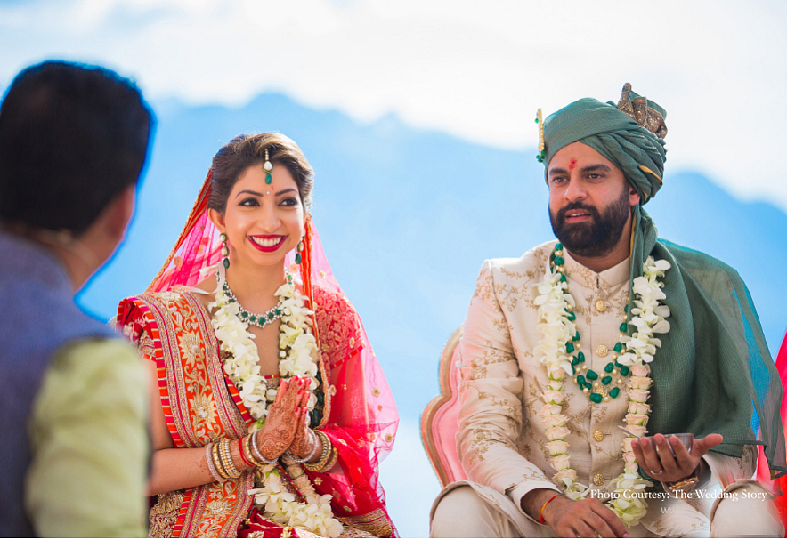 A close up of the bride and groom.&nbsp;