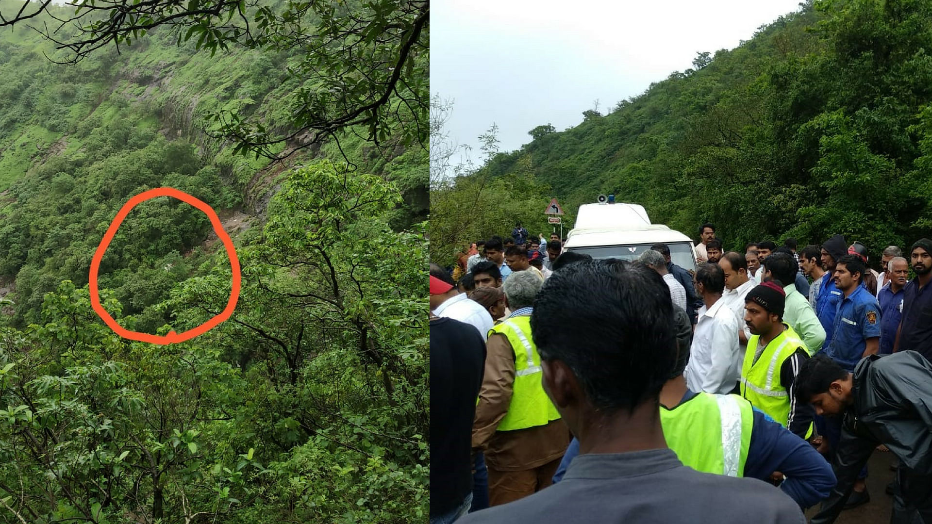 The bus carrying 35 passengers fell into a gorge.