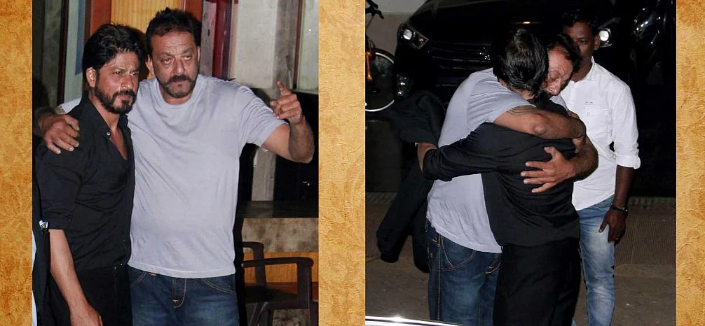 Shah Rukh Khan visited Sanjay Dutt at his home on Sunday.