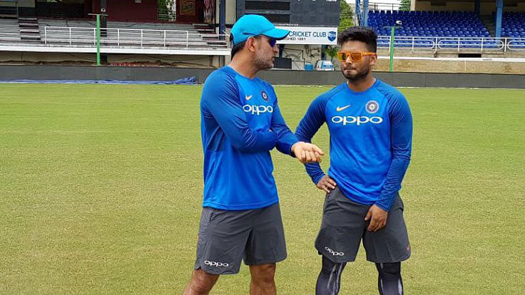 File picture of Rishabh Pant and  MS Dhoni (left).