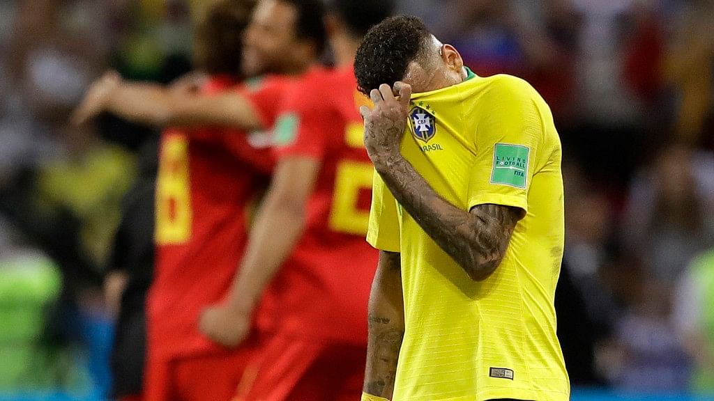 Brazil’s Neymar after their quarter final loss to Belgium in Kazan on Friday.