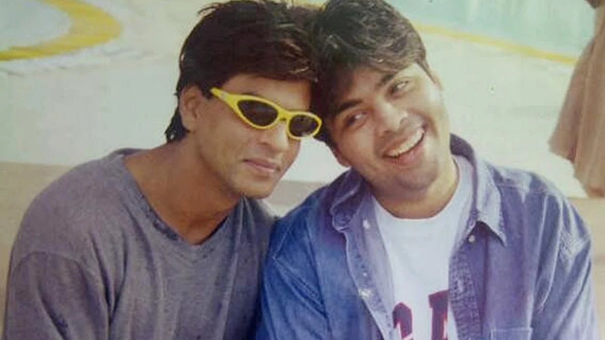 A throwback picture of KJo and SRK from the time of <i>Kuch Kuch Hota Hai.</i>