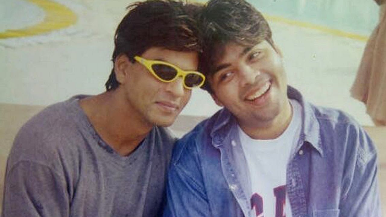 A throwback picture of KJo and SRK from the time of <i>Kuch Kuch Hota Hai.</i>