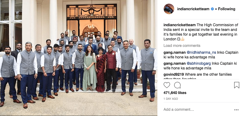 Has the Indian team’s photo caption been changed to indicate that all players families were invited to the event