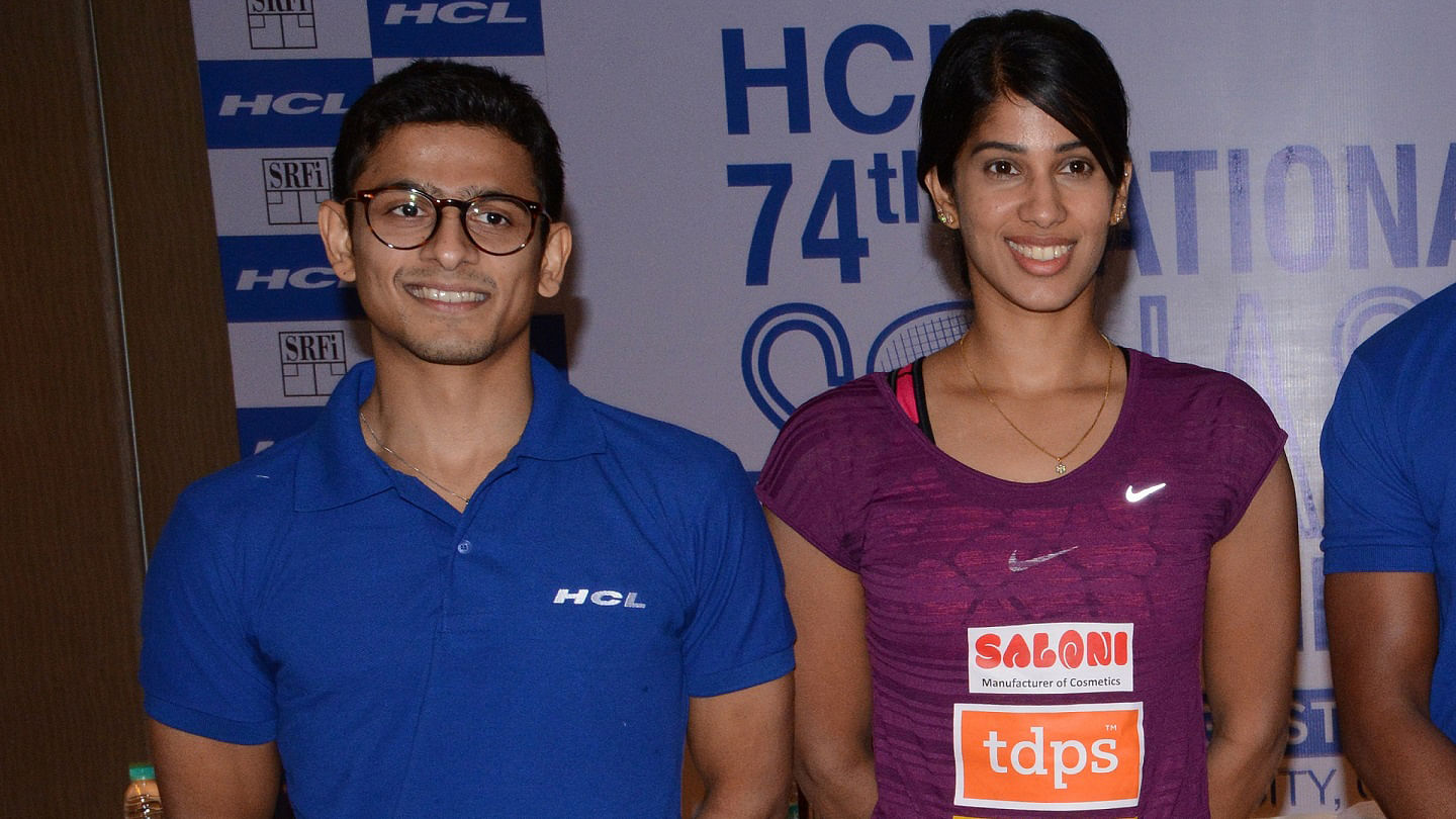 Indian squash players Saurav Ghosal and Joshna Chinappa.