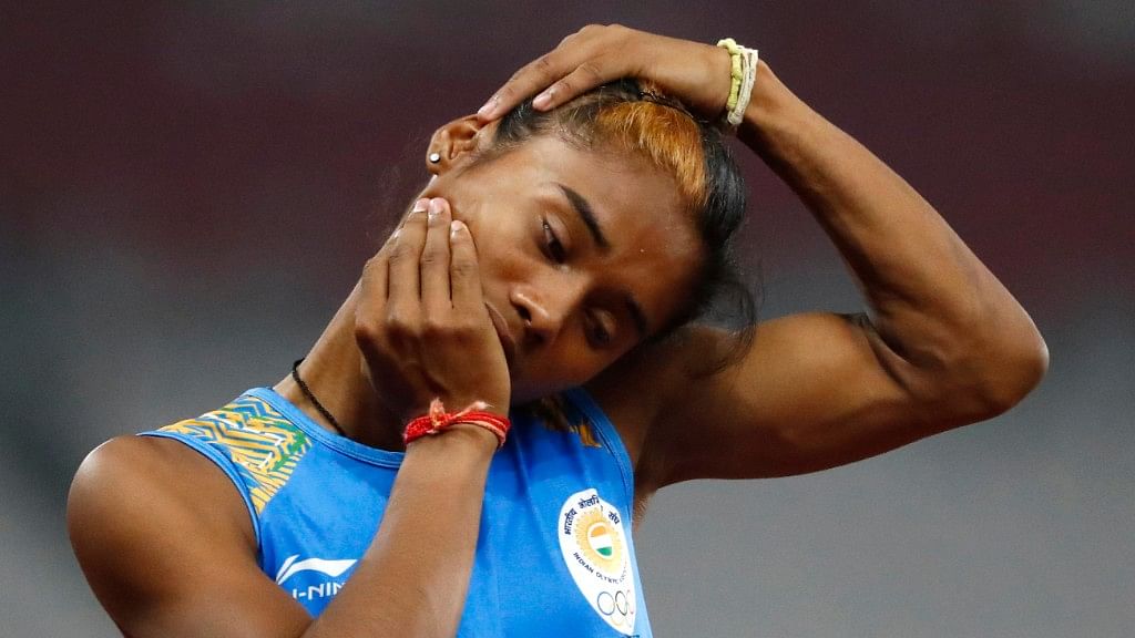  Hima Das suffered a back muscle spasm during the 400m heat race on the opening day Asian Athletics Championships
