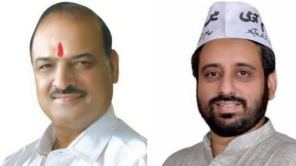 BJP MLA OP Sharma (left), stirred a controversy in the Delhi Assembly by referring to Aam Aadmi Party’s Amanatullah Khan (right) as a “terrorist”.
