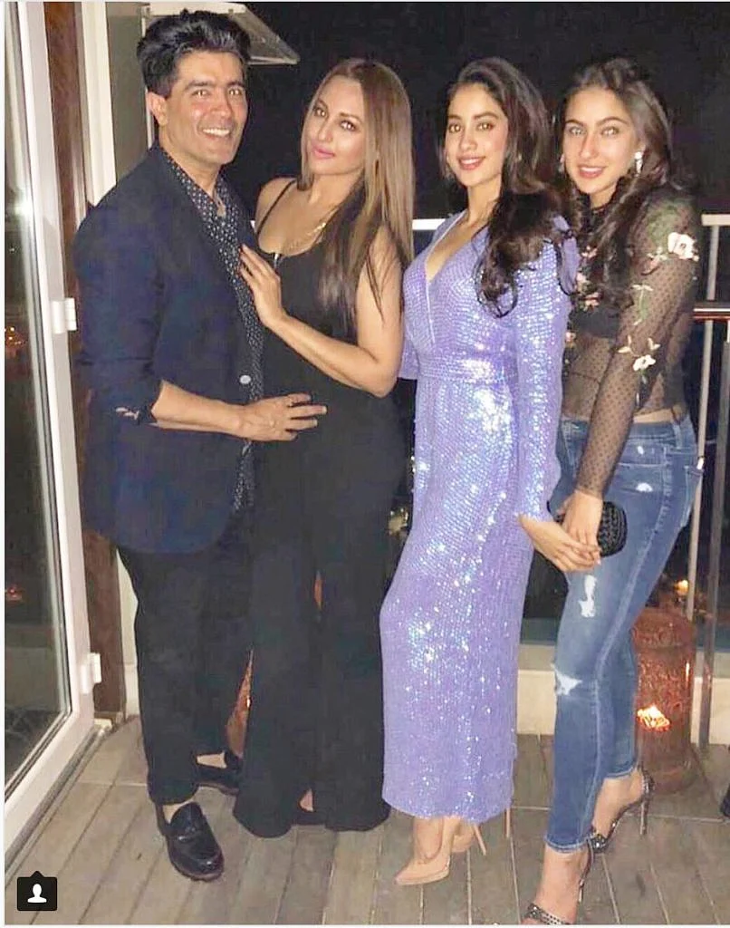 Manish Malhotra as seen with Sonakshi Sinha, Janhvi Kapoor and Sara Ali Khan. 