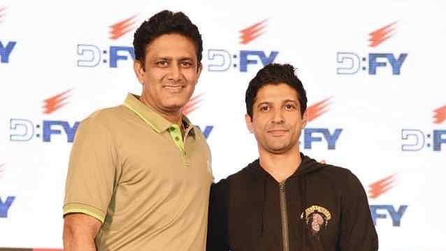 Anil Kumble &amp; Farhan Akhtar at the launch of D:FY Sports brand.
