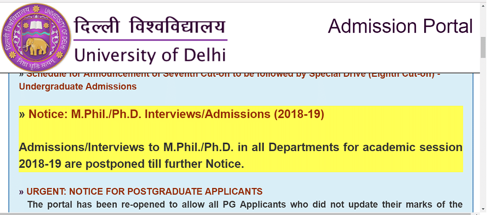 Postgraduate students who had applied to DU for M.Phil & PhD claim that the UGC’s ‘50 percent’ criteria is unfair. 