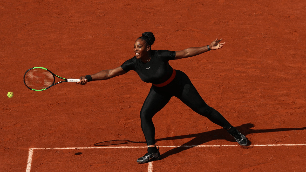 Serena Williams in her now sure-to-be-iconic catsuit.