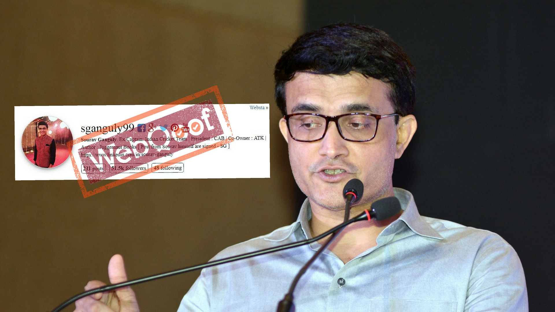 Sourav Ganguly took to Twitter to clarify that the unverified Instagram account is not his.&nbsp;