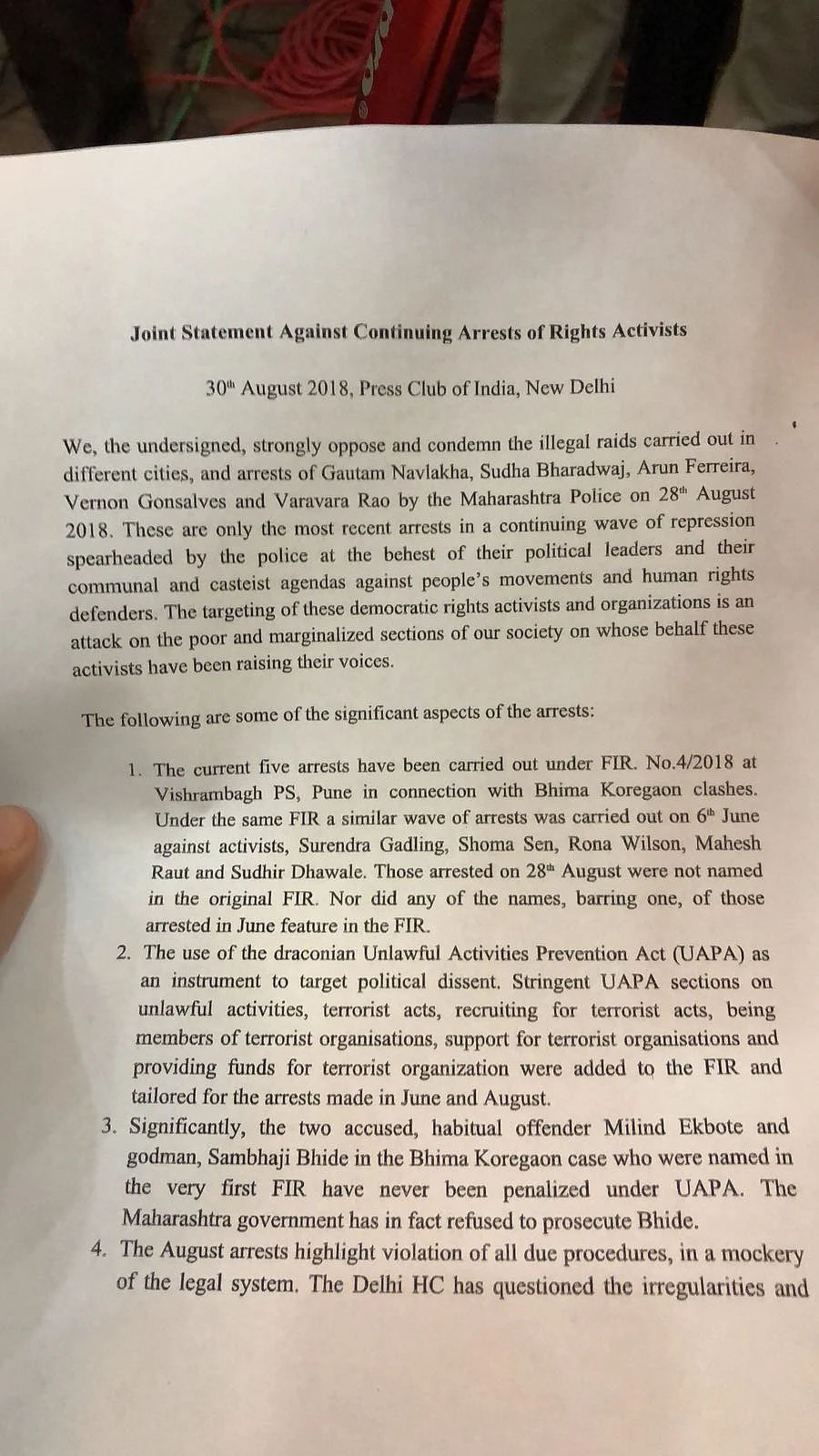 The joint statement.