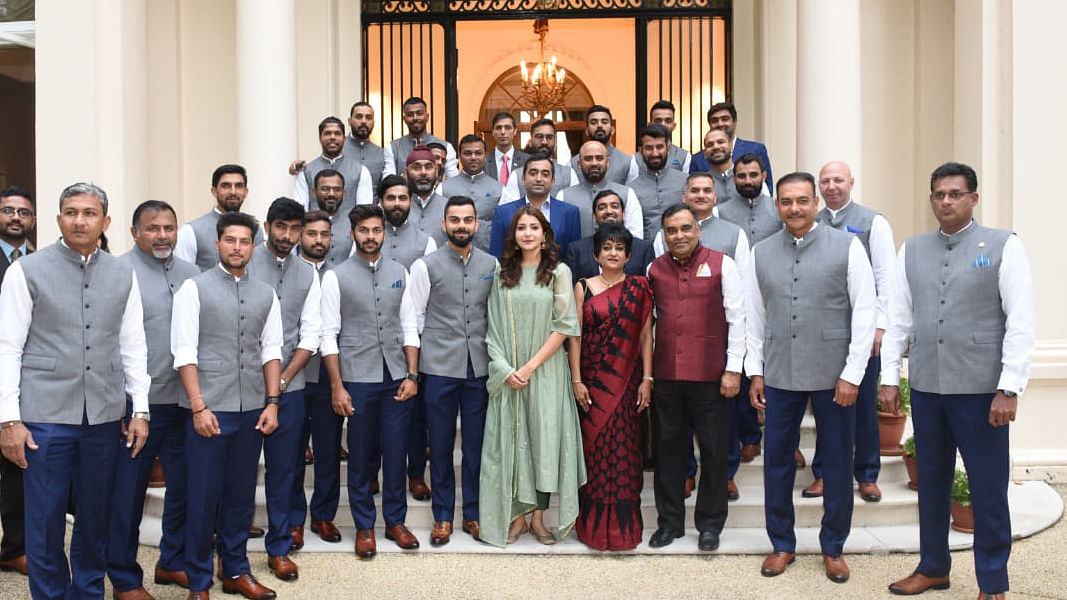 Anushka Sharma pictured with the Indian Cricket Team in London.