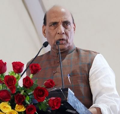 New Delhi: Union Home Minister Rajnath Singh addresses at the inauguration of New Delhi Municipal Council (NDMC) Wifi - FTTH (Fibre to the Home) and Smart City projects, in New Delhi, on  Aug 13, 2018. (Photo: IANS)