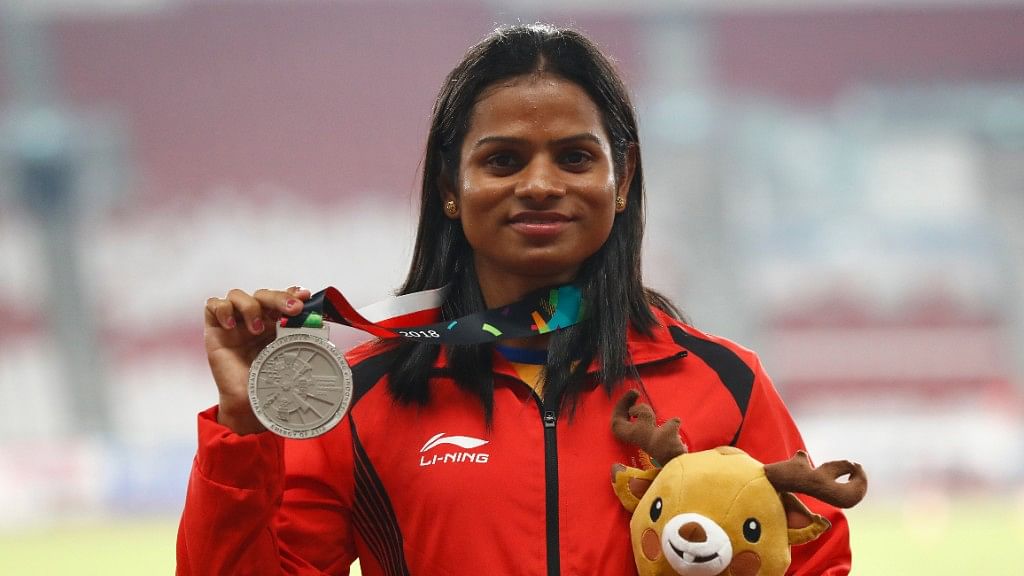 Dutee Chand after winning silver in women’s 200m event on Wednesday.