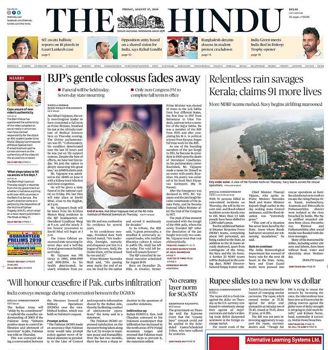 Vajpayee Was BJP’s Nehru: How Newspapers Paid Tribute to Former PM