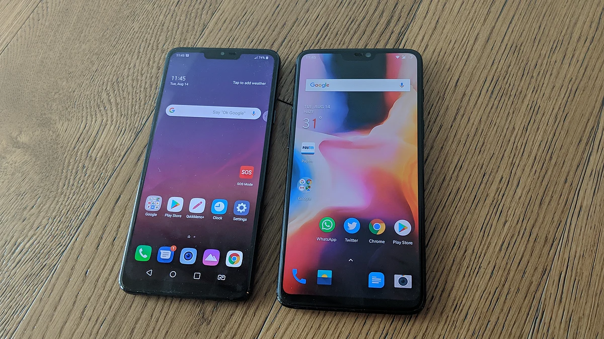 LG G7+ ThinQ (left) and OnePlus 6 (right)