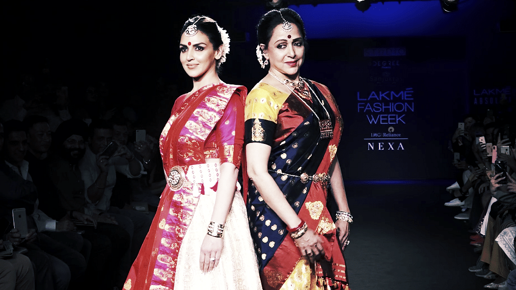 Esha Deol and Hema Malini walk the ramp for designer Sanjukta Dutta.