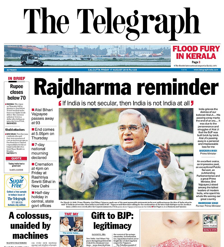 Vajpayee Was BJP’s Nehru: How Newspapers Paid Tribute to Former PM