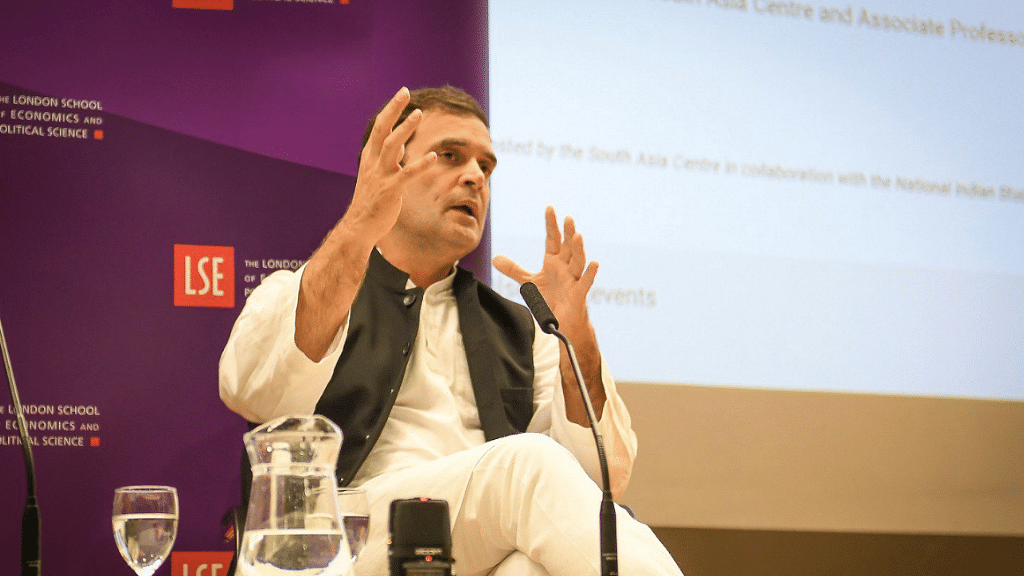 Congress chief Rahul Gandhi at the London School of Economics (LSE) on Friday, 24 August.
