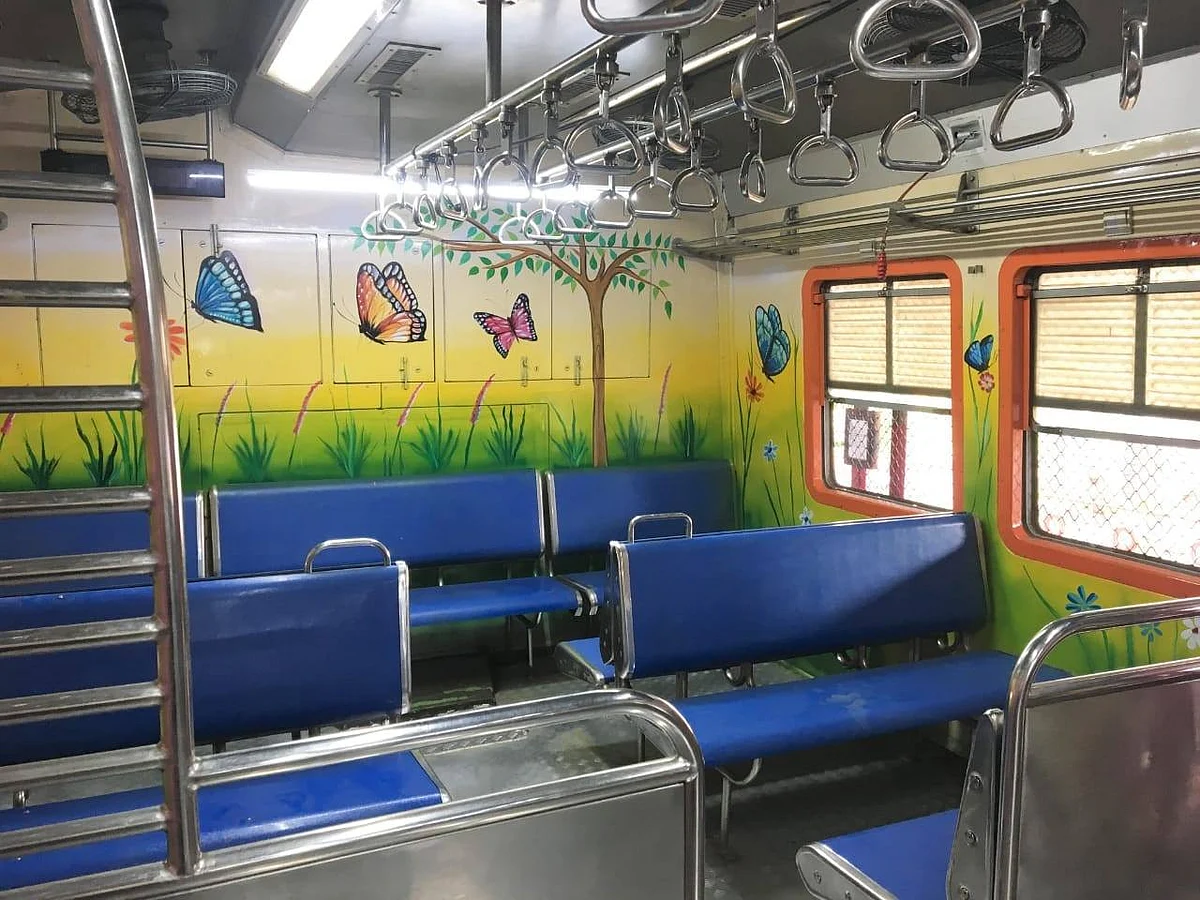 Central Railway is painting the ladies coaches from inside in new colours.
