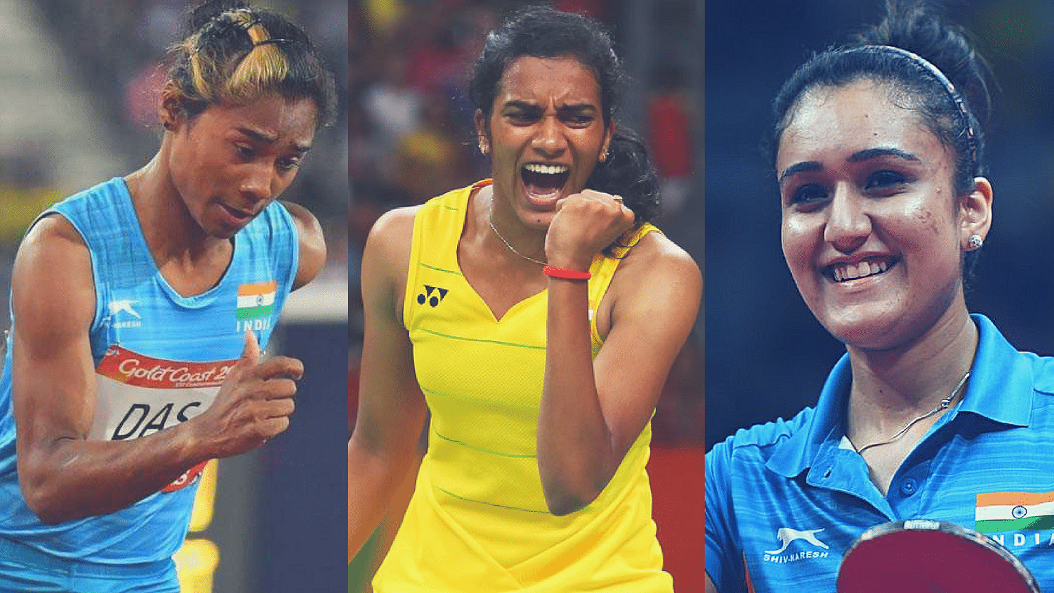 From left: Hima Das, PV Sindhu and Manika Batra