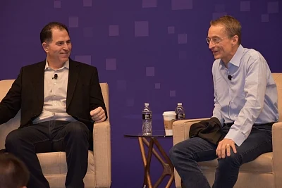Las Vegas: Dell Technologies CEO Michael Dell with VMware CEO Pat Gelsinger at the opening session of the
